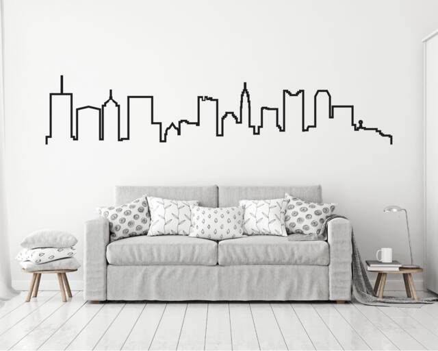Doodled Columbus Skyline Wall Decal Urban City Chic Home Decor - image 1