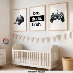 Black Boys Bedroom Decor - Set Of 3 Prints - Teen Room Art Boy Gamer Gift Bro Dude Bruh Gaming Wall Artwork Birthday Present Gifts - thumbnail 3