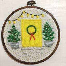 Festive, Christmas Door Embroidery, Home Decor, Signs, Wall Art, Housewarming Present, 5 - thumbnail 1