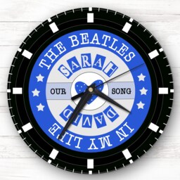 Blue Grey Vinyl Record Any Song Custom Gift Personalised Clock - thumbnail 1