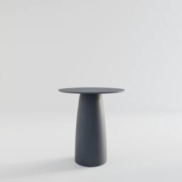 Anthracite Round Dining Table Japandi Style, Single Leg - D69cm/H74cm - thumbnail 2