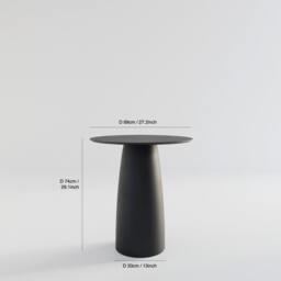 Anthracite Round Dining Table Japandi Style, Single Leg - D69cm/H74cm - thumbnail 3