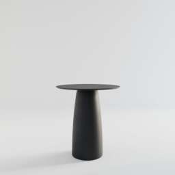 Anthracite Round Dining Table Japandi Style, Single Leg - D69cm/H74cm - thumbnail 4