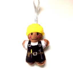Construction Worker, Felt Gingerbread Man, Christmas Decoration - thumbnail 2