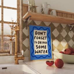 Don't Forget To Drink Some Water Unframed Print - Kitchen Poster Decor Prints Hand Drawn Art Reminder Colourful - thumbnail 2