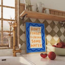 Don't Forget To Drink Some Water Unframed Print - Kitchen Poster Decor Prints Hand Drawn Art Reminder Colourful - thumbnail 3