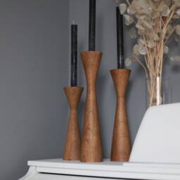 Wooden Set Of 3 Candlesticks Scandinavian Home Primitive Candle Holder Decorative Japanese Decor Rustic Texture Gift Charm Farmhouse - thumbnail 2