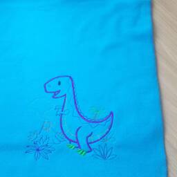 Baby Blue Fleece Blanket With Embroidery Dinosaur. Small, Warm, Soft For A Child's Room - thumbnail 2