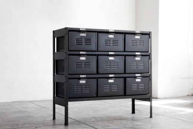3 X Reclaimed Locker Basket Unit Refinished in Matte Black On Black, Free U.s. Shipping - image 1