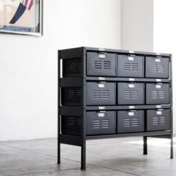 3 X Reclaimed Locker Basket Unit Refinished in Matte Black On Black, Free U.s. Shipping - thumbnail 2