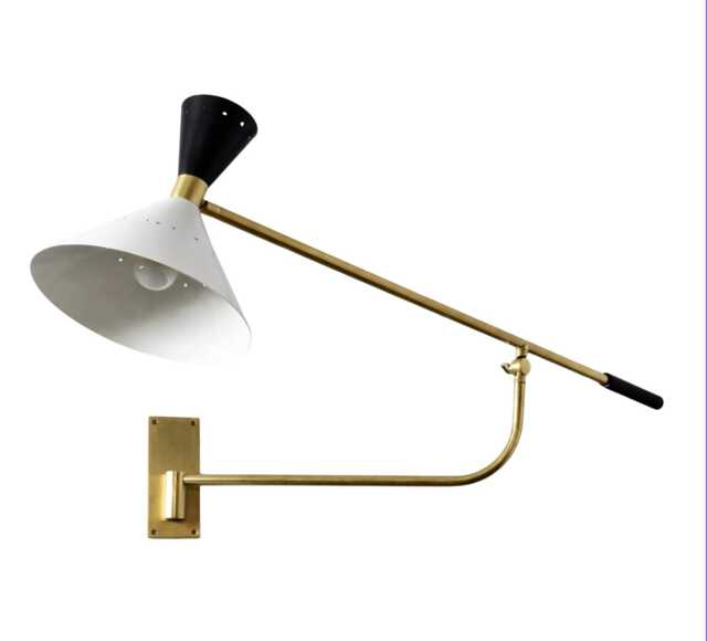 Italian Vintage Brass Wall Sconce With Long Swing Arm Lamp Light Handmade Raw Fixture Kitchen Bedside Lounge - image 1