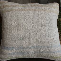 Vintage Handwoven Kilim Pillow Cover - 16 Inch Hemp Wool Linen Cushion - thumbnail 2