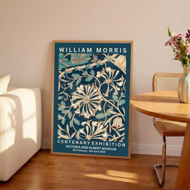 William Morris Honeysuckle Print Vintage Exhibition Poster - image 1