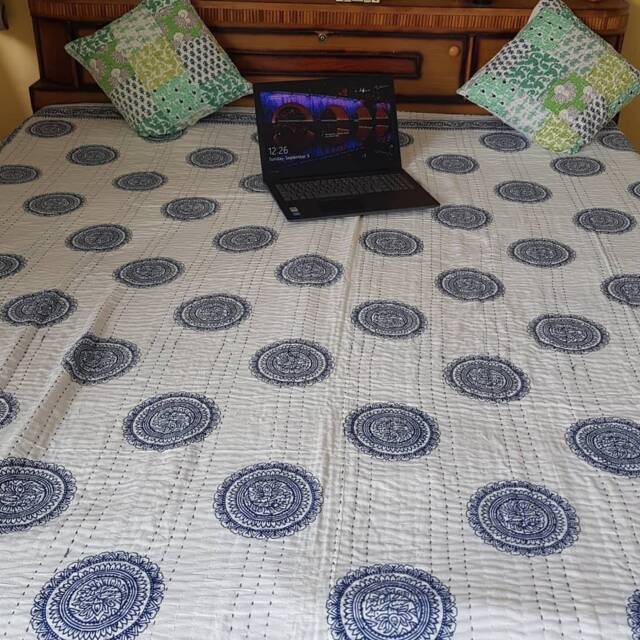 Indian Kantha Quilt Bedspread Cotton Bed Cover Quilts Cotton Queen Kantha & Twin - image 1