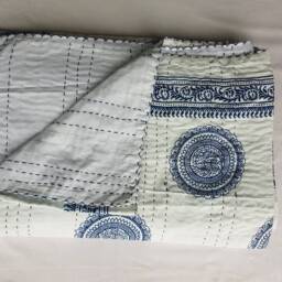 Indian Kantha Quilt Bedspread Cotton Bed Cover Quilts Cotton Queen Kantha & Twin - thumbnail 3