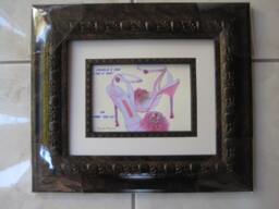 Cinderella Shoe Art Print Rhinestone Heels, Fashion Illustration - 12x14 Framed - thumbnail 1