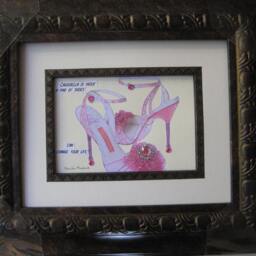 Cinderella Shoe Art Print Rhinestone Heels, Fashion Illustration - 12x14 Framed - thumbnail 4