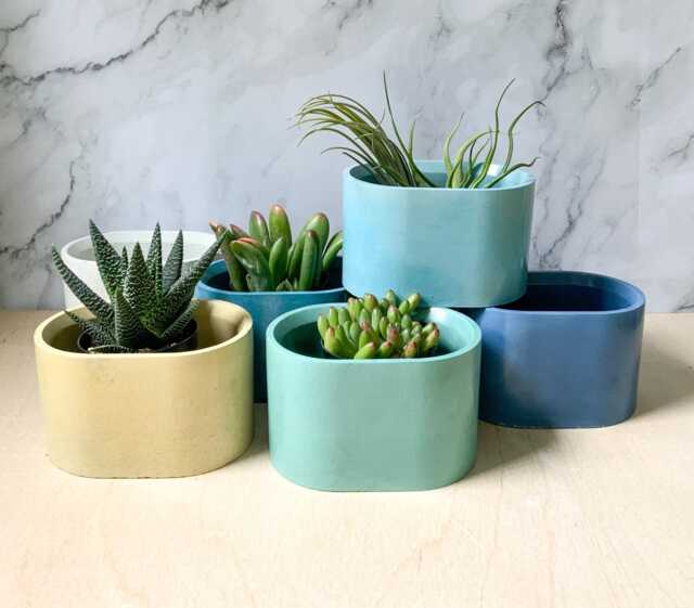 Modern Concrete Planter For Succulents & Cacti, Boho Room Decor - image 1
