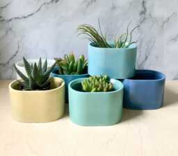 Modern Concrete Planter For Succulents & Cacti, Boho Room Decor - thumbnail 1