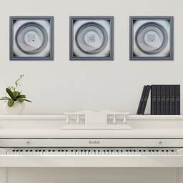 Silver String Art Set Of 3 With Geometric Relief - Modern Metallic Wall Decor Framed - thumbnail 2