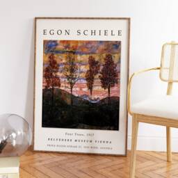 Egon Schiele Four Trees Exhibition Poster, Art Print, Nature Tree Wildlife Wall Art, Floral Decor, A1/A2/A3/A4 - thumbnail 3