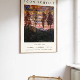 Egon Schiele Four Trees Exhibition Poster, Art Print, Nature Tree Wildlife Wall Art, Floral Decor, A1/A2/A3/A4 - thumbnail 2