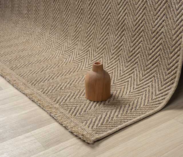 Herringbone Jute Area Rug, Beige Scandinavian Farmhouse Style, Custom Size - image 1