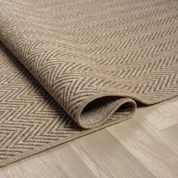 Herringbone Jute Area Rug, Beige Scandinavian Farmhouse Style, Custom Size - thumbnail 2