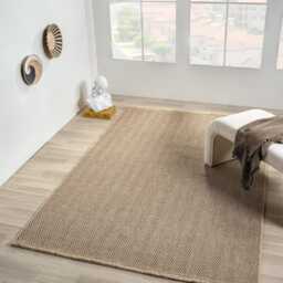 Herringbone Jute Area Rug, Beige Scandinavian Farmhouse Style, Custom Size - thumbnail 3