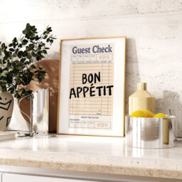 Guest Check Poster - Bon Appetit Print Kitchen Dining Room Wall Art Retro Diner Decor - thumbnail 1