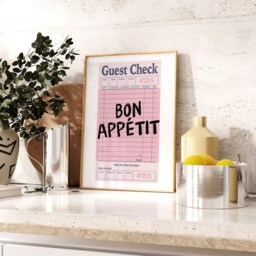 Guest Check Poster - Bon Appetit Print Kitchen Dining Room Wall Art Retro Diner Decor - thumbnail 2