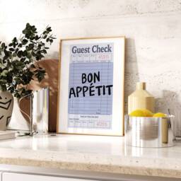 Guest Check Poster - Bon Appetit Print Kitchen Dining Room Wall Art Retro Diner Decor - thumbnail 3