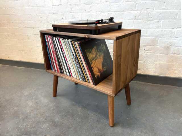 Record Player Stand, Mid Century Turntable Vinyl Record Storage Unit