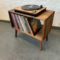 Record Player Stand, Mid Century Turntable Vinyl Record Storage Unit - thumbnail 2