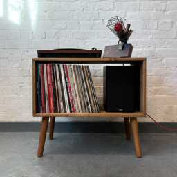 Record Player Stand, Mid Century Turntable Vinyl Record Storage Unit - thumbnail 3