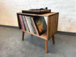 Record Player Stand, Mid Century Turntable Vinyl Record Storage Unit - thumbnail 1