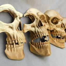 Gold Skulls With Fangs Set Of 4 3D Printed Gothic Wall Decor - thumbnail 2