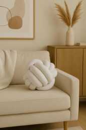Neutral Home Decor Knot Pillow Ball Throw Pillows - thumbnail 1
