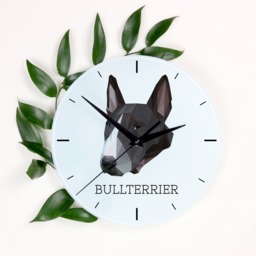 A Clock With A Bull Terrier Dog. New Collection The Geometric Dog