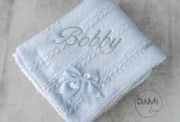 Personalised Baby Blanket-Script Font, New Gift, Baby Shower Knitted Blanket For Boy Or Girl - thumbnail 1