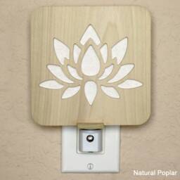 Lotus Flower Blossom Wood Night Light - Zen Decor - thumbnail 2