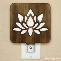 Lotus Flower Blossom Wood Night Light - Zen Decor - thumbnail 3