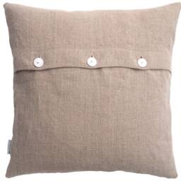 Linen Cushion in Natural Beige-Grey, Embroidered With A White Wreath Motif. Sizes 40 X 40, 45 45, 50 cm - Cushion Cover Button Placket Made Of - thumbnail 2