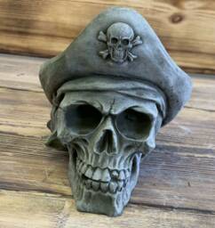 Stone Garden Pirate Skull Gothic Human Head Ornament Statue - thumbnail 1