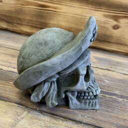 Stone Garden Pirate Skull Gothic Human Head Ornament Statue - thumbnail 3