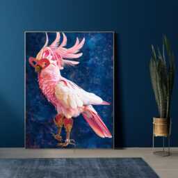 Glam Pink Cockatoo Print Maximalist Tropical Bird Wall Art - thumbnail 3