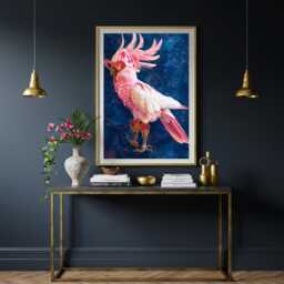 Glam Pink Cockatoo Print Maximalist Tropical Bird Wall Art - thumbnail 2