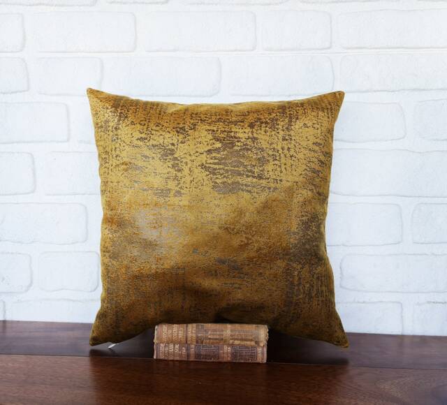 Rustic Tobacco Yellow Velvet Pillow Cover Modern Home Decor - 16x16'' - image 1