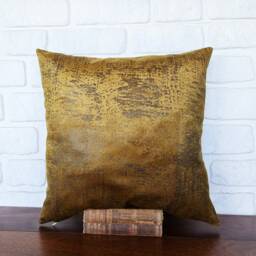 Rustic Tobacco Yellow Velvet Pillow Cover Modern Home Decor - 16x16'' - thumbnail 2