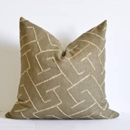 Abstract Lines Pillow Cover Dark Brown Burlap & Cream Velvet Cover - thumbnail 4